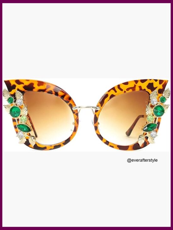 Oversized Rhinestone Butterfly Sunglasses with UV Protection main image 7